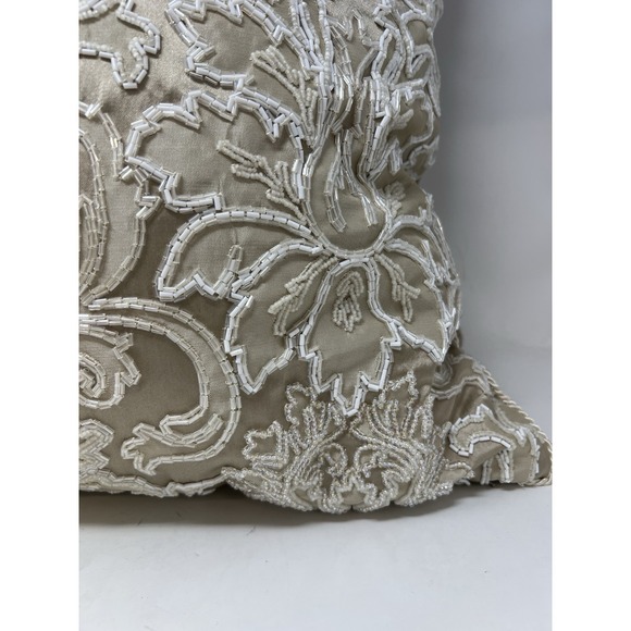 Glass Beaded Pillow By Elizabeth Phillips Handmade Rare New With Tags 22x22 - Picture 4 of 10